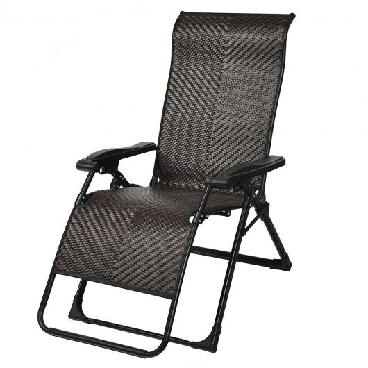 Patio Rattan Zero Gravity Lounge Chair