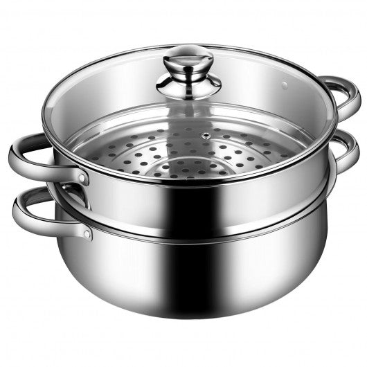 9.5 QT 2 Tier Stainless Steel Steamer Cookware Boiler