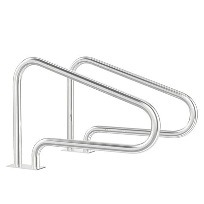 2 Pieces Stainless Steel Hand Rail Set with Quick Mount Base for Swimming Pool in Summer