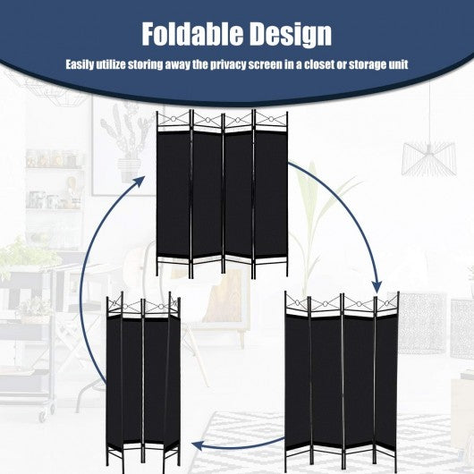 4 Panel Freestanding Metal Frame Private Folding Hinged Room Divider