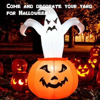 6 FT Halloween Blow-Up Inflatable Ghost in Pumpkin with LED Light