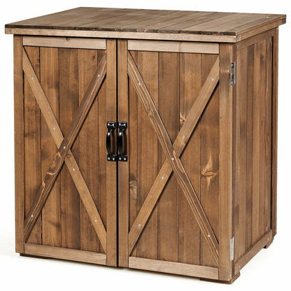 Outdoor Wooden Storage Cabinet with Double Doors