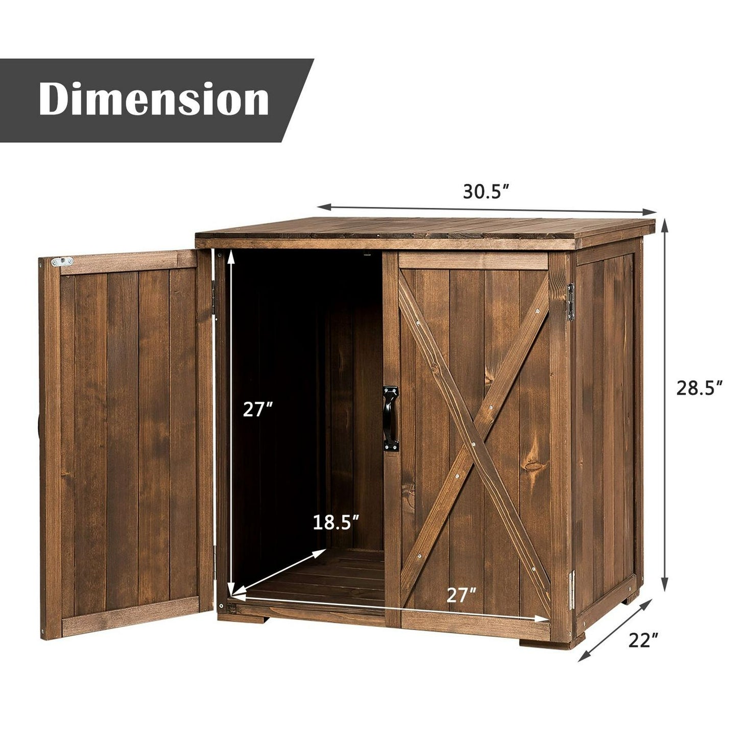Outdoor Wooden Storage Cabinet with Double Doors