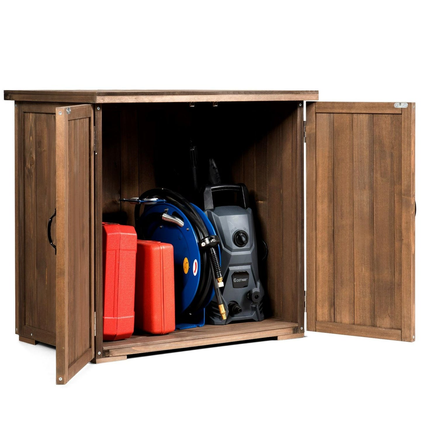 Outdoor Wooden Storage Cabinet with Double Doors