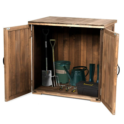 Outdoor Wooden Storage Cabinet with Double Doors
