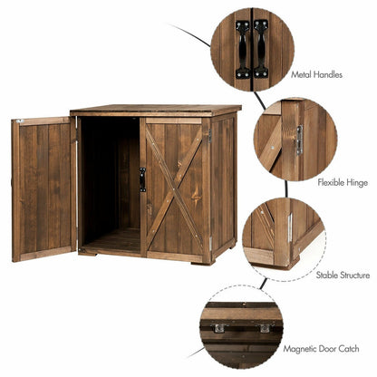 Outdoor Wooden Storage Cabinet with Double Doors