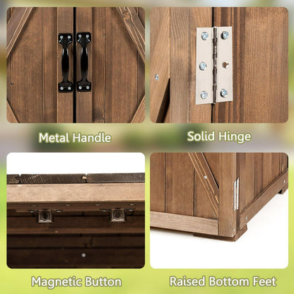 Outdoor Wooden Storage Cabinet with Double Doors