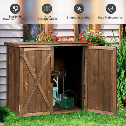 Outdoor Wooden Storage Cabinet with Double Doors