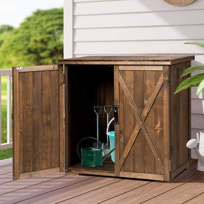 Outdoor Wooden Storage Cabinet with Double Doors