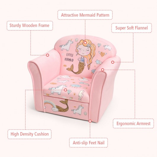 Kid’s Mermaid Armrest Couch Upholstered Sofa