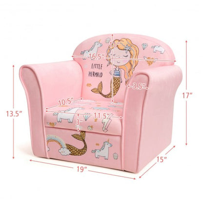 Kid’s Mermaid Armrest Couch Upholstered Sofa