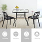 32 Inch Patio Tempered Glass Steel Frame Square Table