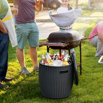 12 Gallon 4-in-1 Patio Rattan Cool Bar Cocktail Table Side Table