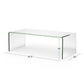 42 x 19.7 Inch Clear Tempered Glass Coffee Table with Rounded Edges