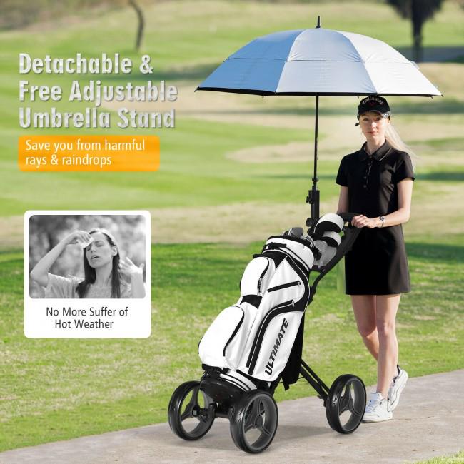 4 Wheels Golf Push Cart with Brake Scoreboard Adjustable Handle