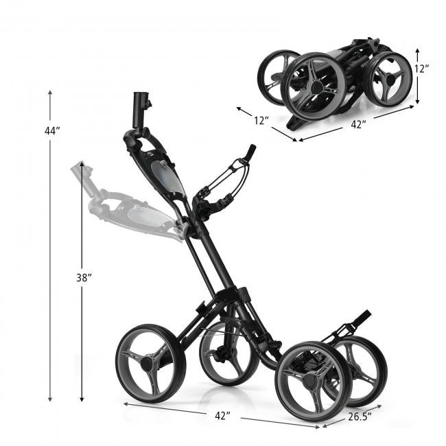 4 Wheels Golf Push Cart with Brake Scoreboard Adjustable Handle