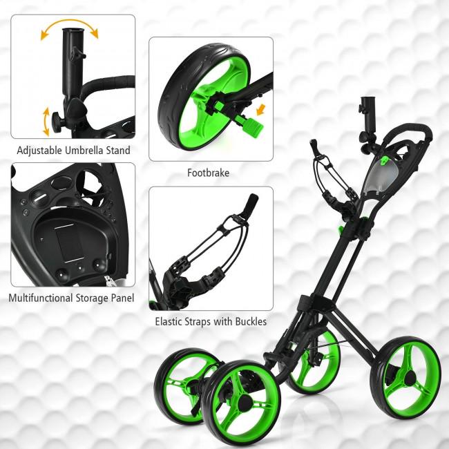 4 Wheels Golf Push Cart with Brake Scoreboard Adjustable Handle