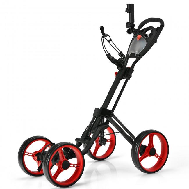 4 Wheels Golf Push Cart with Brake Scoreboard Adjustable Handle