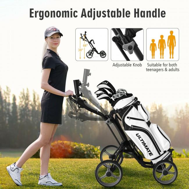 4 Wheels Golf Push Cart with Brake Scoreboard Adjustable Handle
