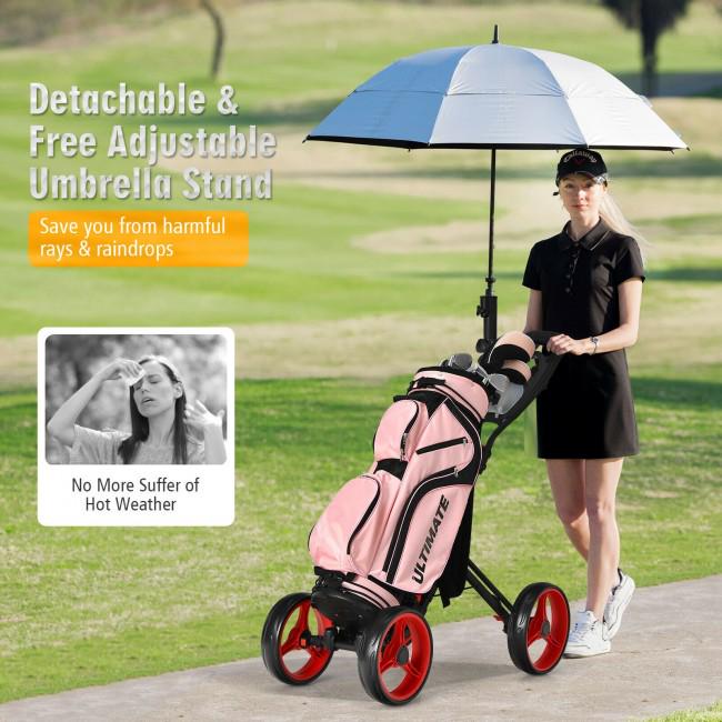 4 Wheels Golf Push Cart with Brake Scoreboard Adjustable Handle