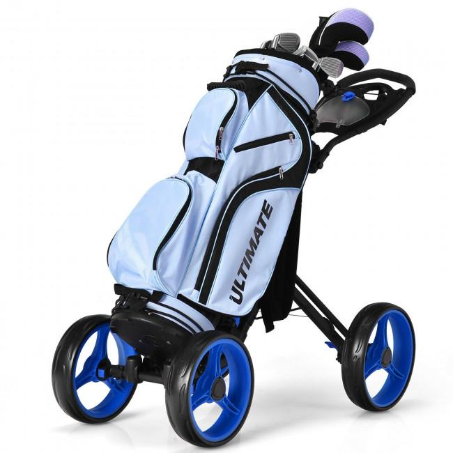 4 Wheels Golf Push Cart with Brake Scoreboard Adjustable Handle