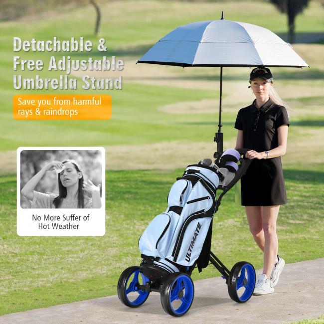 4 Wheels Golf Push Cart with Brake Scoreboard Adjustable Handle