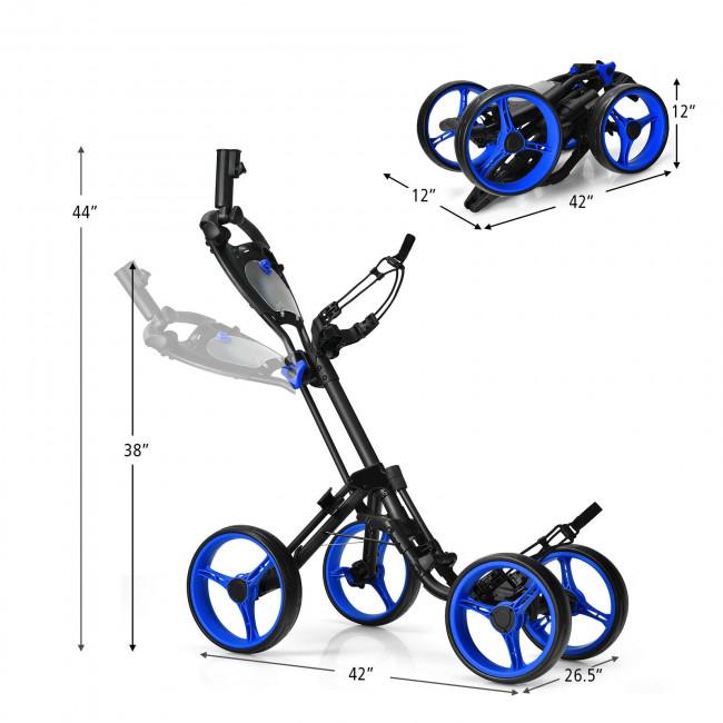 4 Wheels Golf Push Cart with Brake Scoreboard Adjustable Handle
