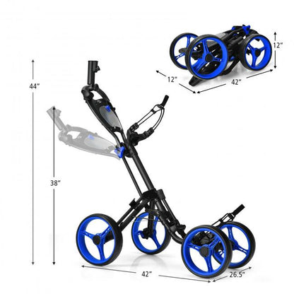 4 Wheels Golf Push Cart with Brake Scoreboard Adjustable Handle