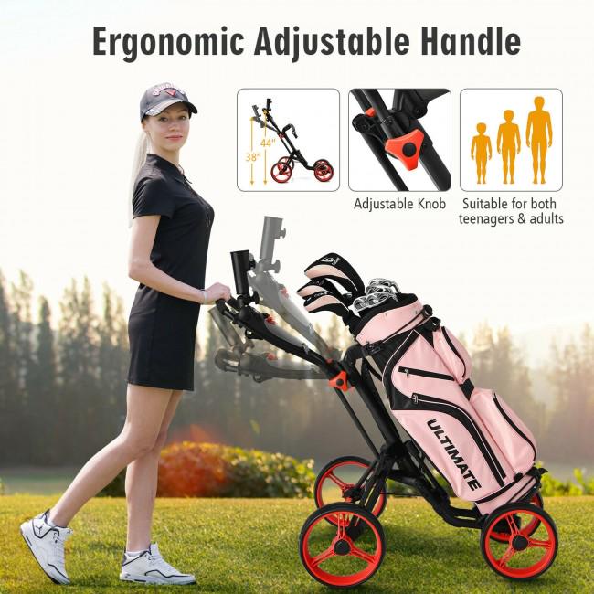 4 Wheels Golf Push Cart with Brake Scoreboard Adjustable Handle