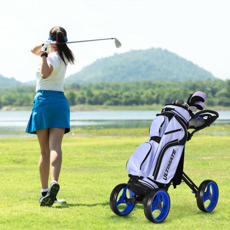 4 Wheels Golf Push Cart with Brake Scoreboard Adjustable Handle