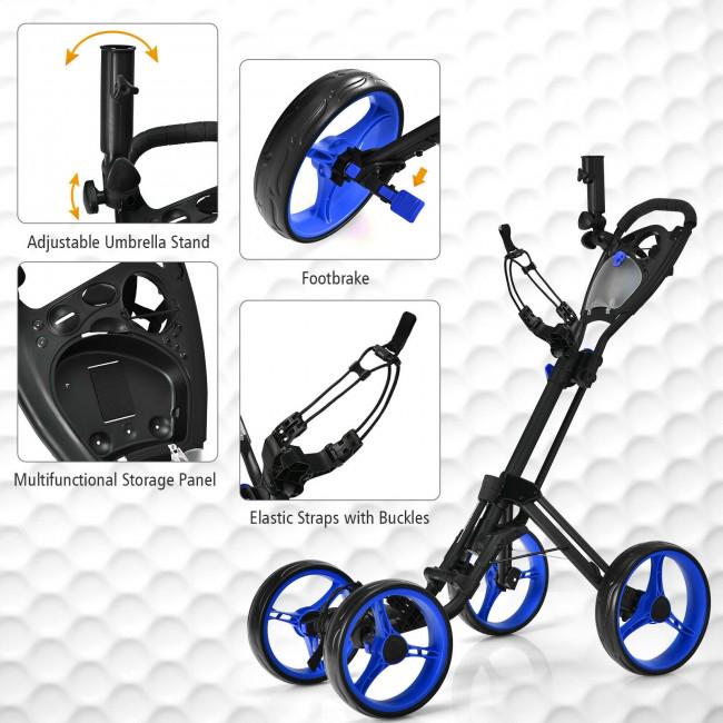 4 Wheels Golf Push Cart with Brake Scoreboard Adjustable Handle