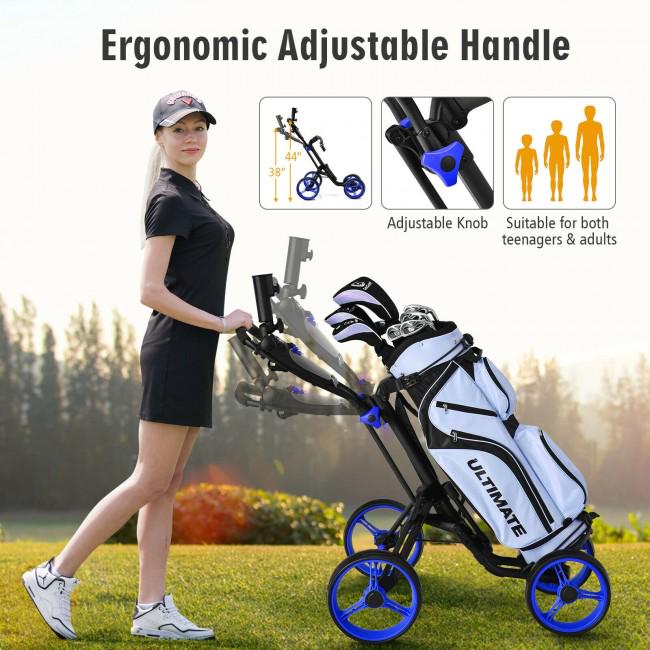4 Wheels Golf Push Cart with Brake Scoreboard Adjustable Handle