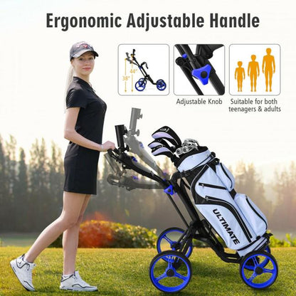 4 Wheels Golf Push Cart with Brake Scoreboard Adjustable Handle