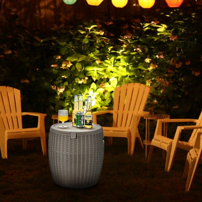 12 Gallon 4-in-1 Patio Rattan Cool Bar Cocktail Table Side Table