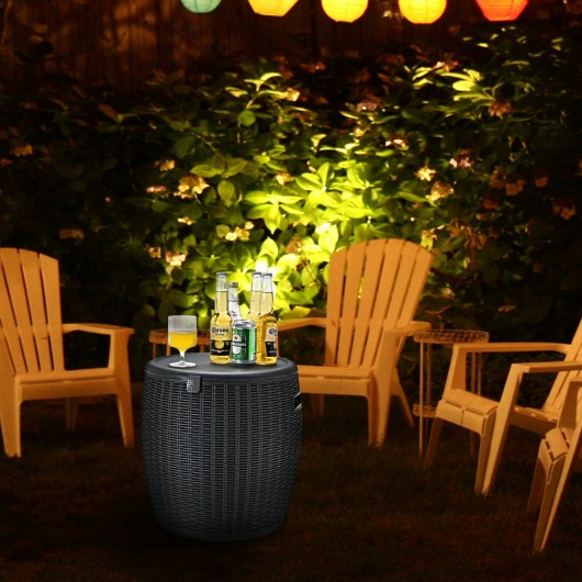 12 Gallon 4-in-1 Patio Rattan Cool Bar Cocktail Table Side Table