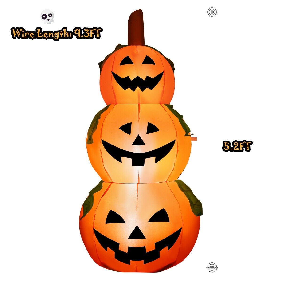 5 ft Halloween Inflatable 3-Pumpkin Stack Ghost