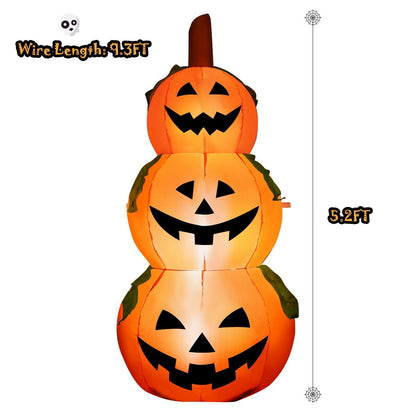 5 ft Halloween Inflatable 3-Pumpkin Stack Ghost