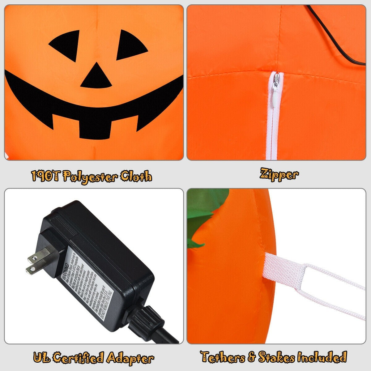 5 ft Halloween Inflatable 3-Pumpkin Stack Ghost