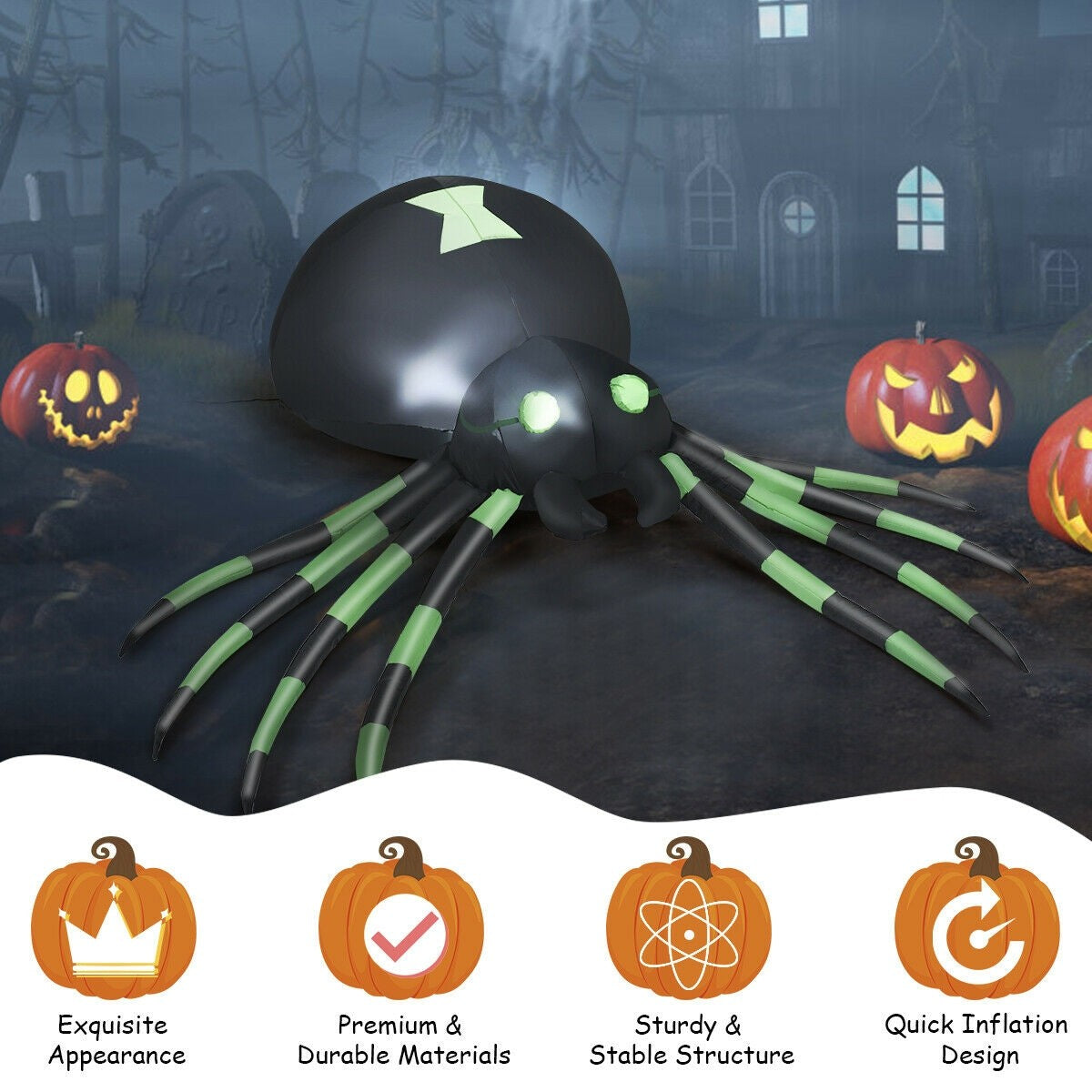 6FT Halloween Inflatable Blow-Up Spider