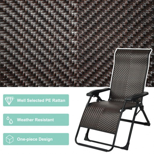 Patio Rattan Zero Gravity Lounge Chair