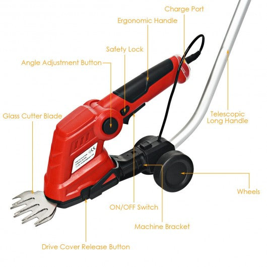 7.2V Cordless Grass Shear with Extension Handle