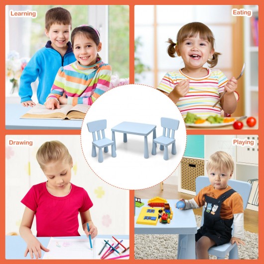 3-Piece Toddler Multi Activity Play Dining Study Kids Table and Chair Set