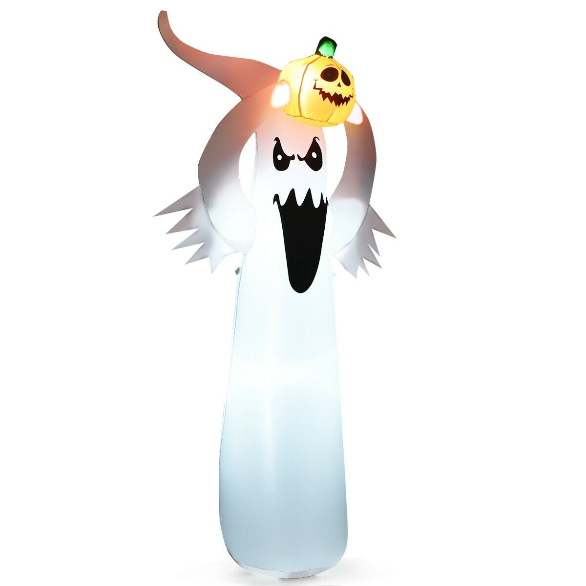 6 Feet Halloween Inflatable Blow Up Ghost with Pumpkin and LED Lights