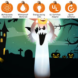 6 Feet Halloween Inflatable Blow Up Ghost with Pumpkin and LED Lights