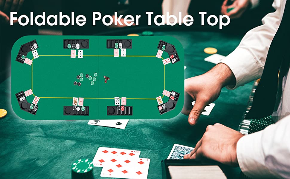 80 Inch x 36 Inch Folding 8 Player Deluxe Texas Poker Table Top with Bag