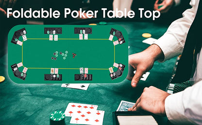 80 Inch x 36 Inch Folding 8 Player Deluxe Texas Poker Table Top with Bag