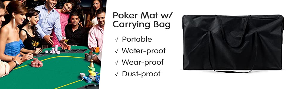 80 Inch x 36 Inch Folding 8 Player Deluxe Texas Poker Table Top with Bag