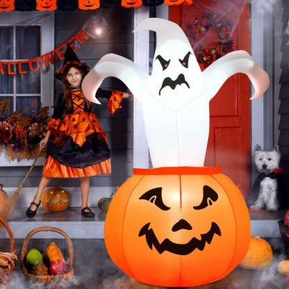 6 FT Halloween Blow-Up Inflatable Ghost in Pumpkin with LED Light