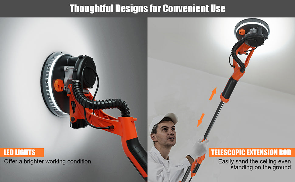 Electric Drywall Sander 750W Adjustable Variable Speed