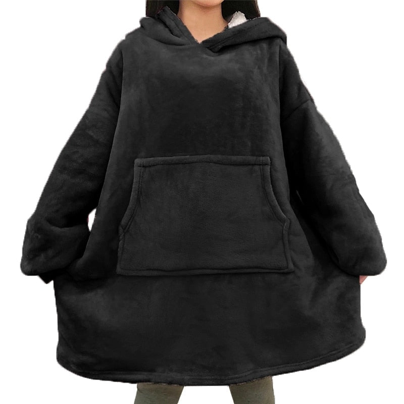 Oversized Hoodie Sweatshirt Winter Fleece